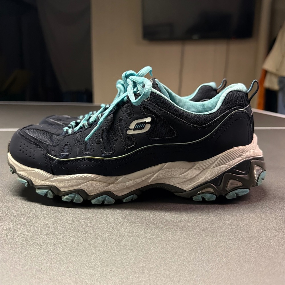 Skechers D'Lites Memory Foam Women's Trail Walking Sneakers Black Blue Size 7.5 - Picture 4 of 9